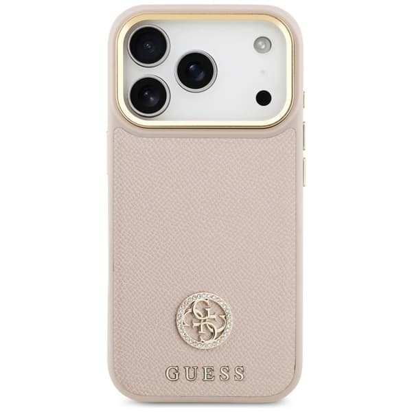 Coque Guess Grained Strass Logo MagSafe för iPhone 17 Pro - Rosa