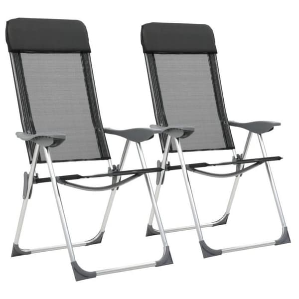 vidaXL Camping Klappstol 2 st Svart Aluminium