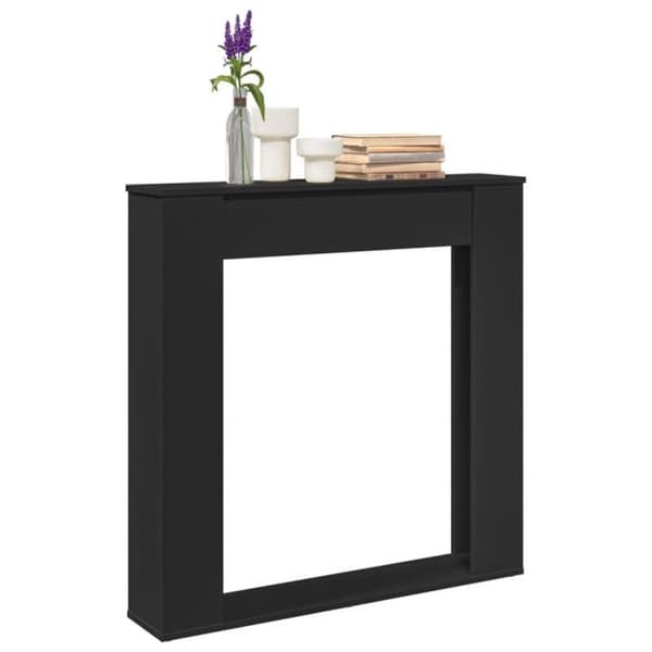 Svart eldstadsram 100x20x100 cm av ingenjörsträ.