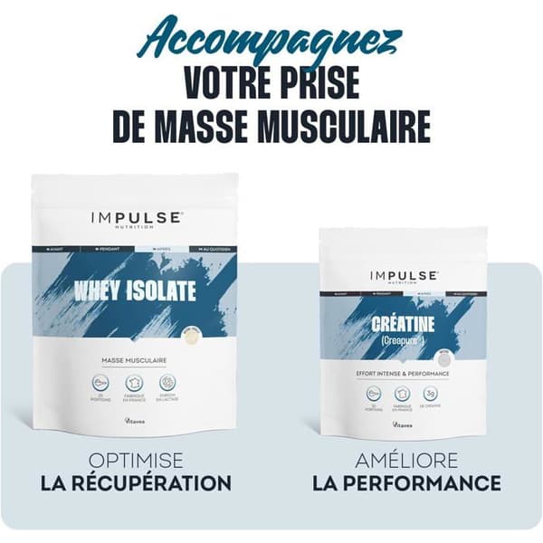 Whey Isolate Impulse Nutrition 750g - Proteiner och BCAA - Lågt sockerinnehåll