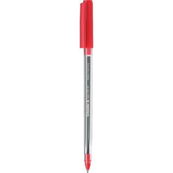 Kulepenna - SCHNEIDER - Tops 505 - Mediumspets - Röd - Transparent kropp