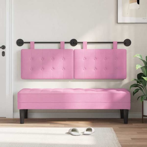vidaXL Väggmonterad Sänggavel Rosa Tyg 42031917