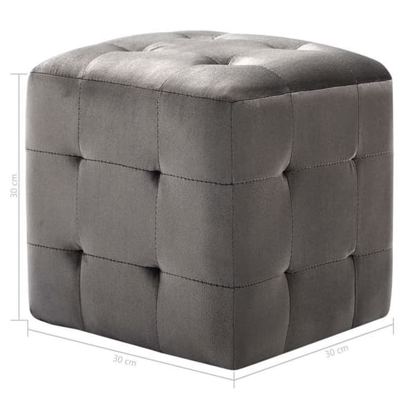 vidaXL 2 st Sängbord Grå 30x30x30 cm Sammetstyg 249017