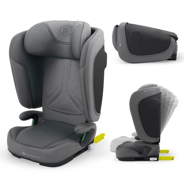 Bilbarnstol Kinderkraft UNITY 2 ISOFIX – 100-150 cm – Sömnfunktion, säkerhet SPS+ H-GUARD – Grå