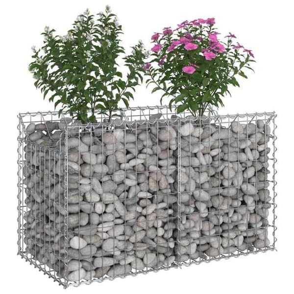 vidaXL Hög säng gabion Silver 42033291