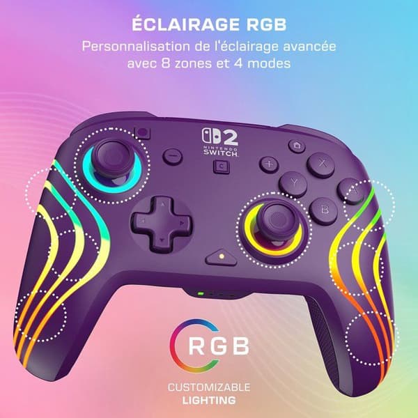Trådlös RGB-spelkontroll - TURTLE BEACH - Afterglow Wave för Nintendo Switch 2 - Lila