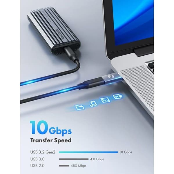 USB-adapter - GRAUGEAR - G-AD-CTA-10G - Type-C till Type-A - 10 Gbit/s - Grå