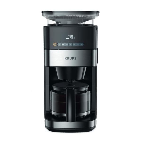 Krups programmerbar filterkaffebryggare, kaffebönor eller malet kaffe, digital skärm, KM832810