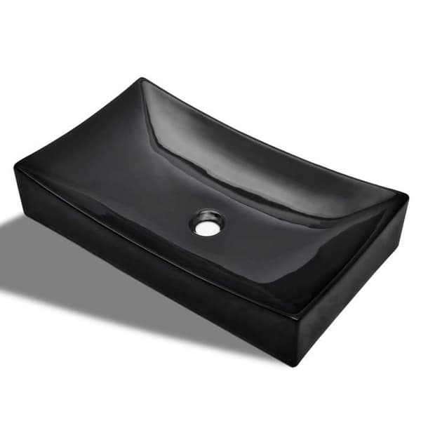 Tvättställ - Keramik - Svart - Rektangulär - Högblank finish - Modern design