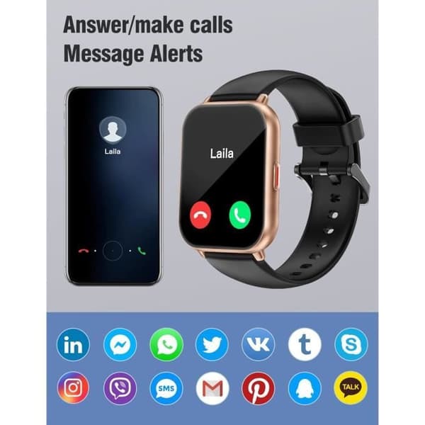 ASIAMENG Bluetooth Smartwatch för Android iOS Sportklocka Pedometer Pulsmätare Oximeter Klocka