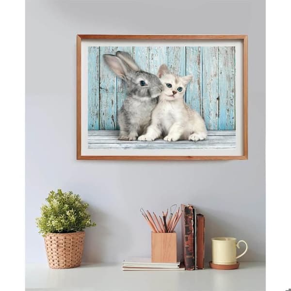 Pussel 500 bitar + poster: Katt och Kanin