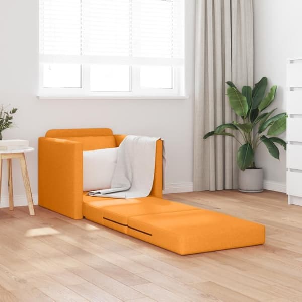 Soffa säng 2 i 1 Mörkgul 74x77x81 cm Tyg