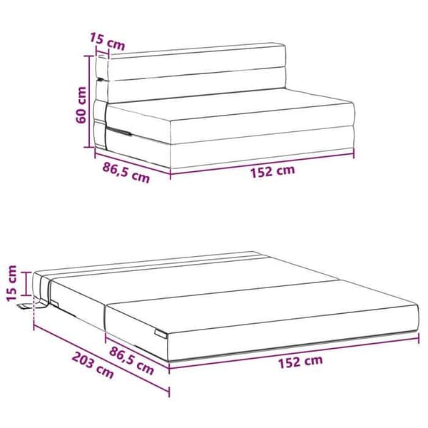 vidaXL Fällbar sängsoffa Blå 152 x 86,5 x 60 cm Tyg 900124