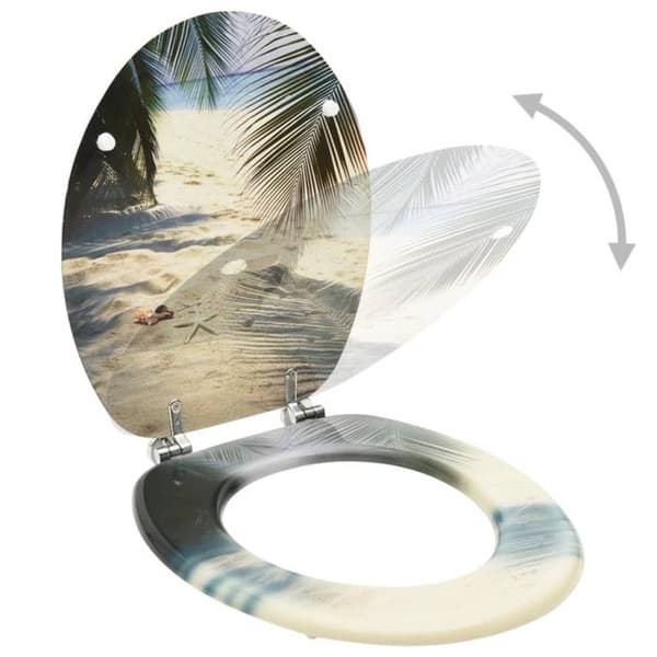 vidaXL Toalettsits med MDF lock Beach Design