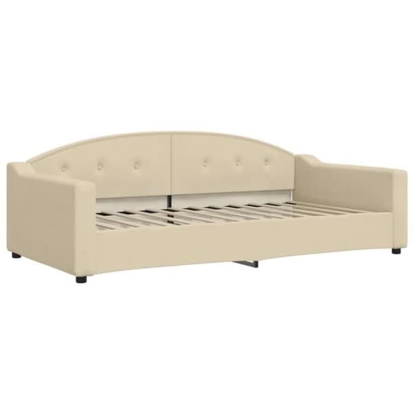vidaXL Dagbädd grädde 100x200 cm tyg 354192