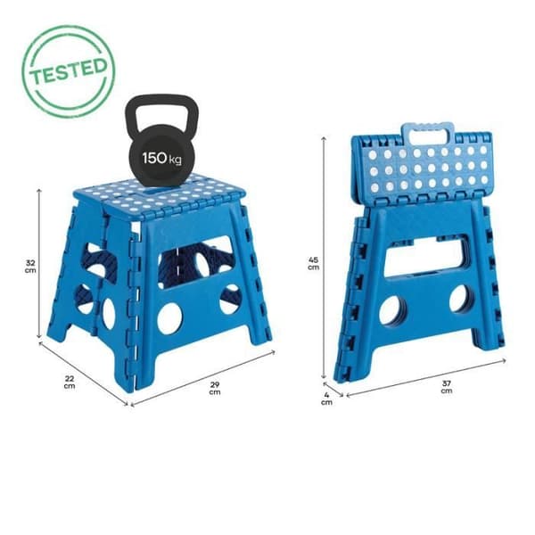 Arregui TB-032-A Multipurpose Folding Pall, Step Pall, 32 cm hög, blå