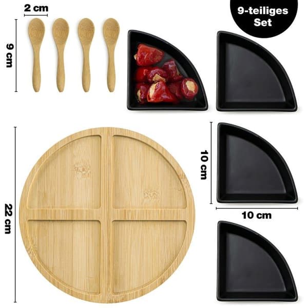 Moritz - moritz - 1873 - Aperitifbricka - 4 bambu- och keramiska aperitifkoppar - för dips Snacks Förrätter Desserter