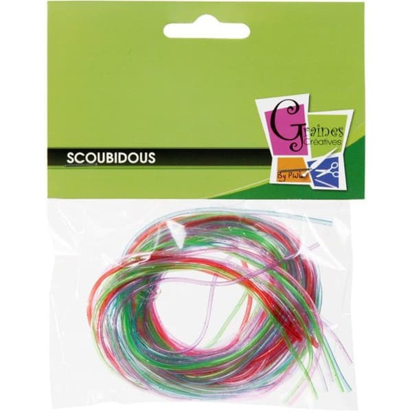 Scoubidous - Ftalatfri - 12 glittertrådar - Rosa - För barn