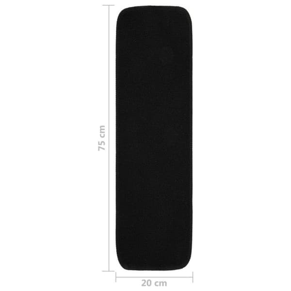 vidaXL Halkfria trappsteg 15st 75x20cm Svart rektangulär