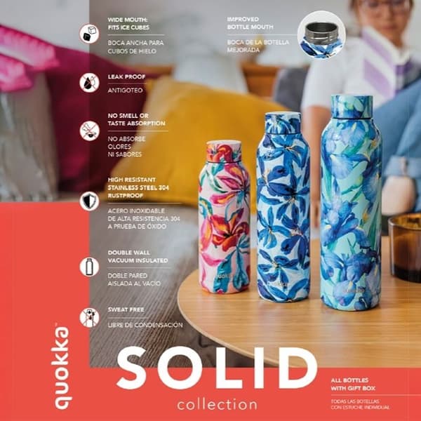 Isolerad flaska - Quokka - Solid - Rostfritt stål - 510 ml - Grå bukett