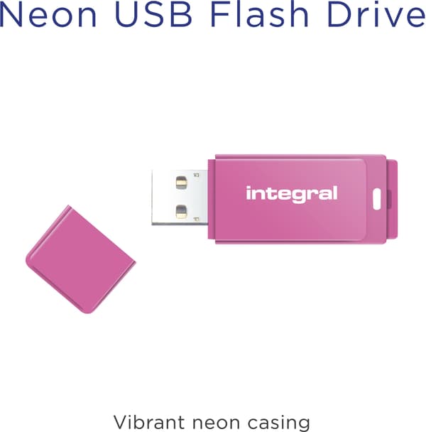 Inbyggd USB Neon 32GB Rosa