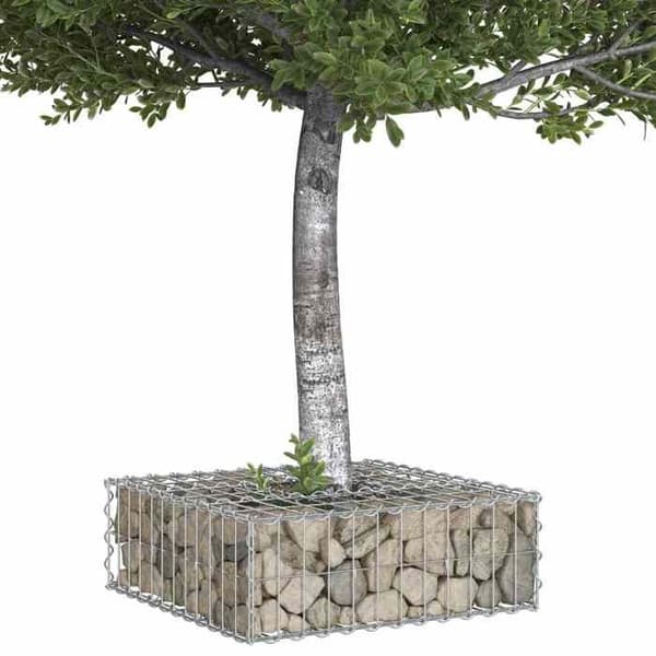 vidaXL Hög säng gabion Silver 42033314