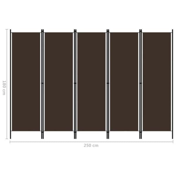 vidaXL 5-Panel Rumsavdelare Brun 250x180 cm