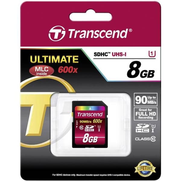 Transcend Ultimate 8GB UHS Class 1 / Class10 133x SDHC UHS-I Flash-minneskort
