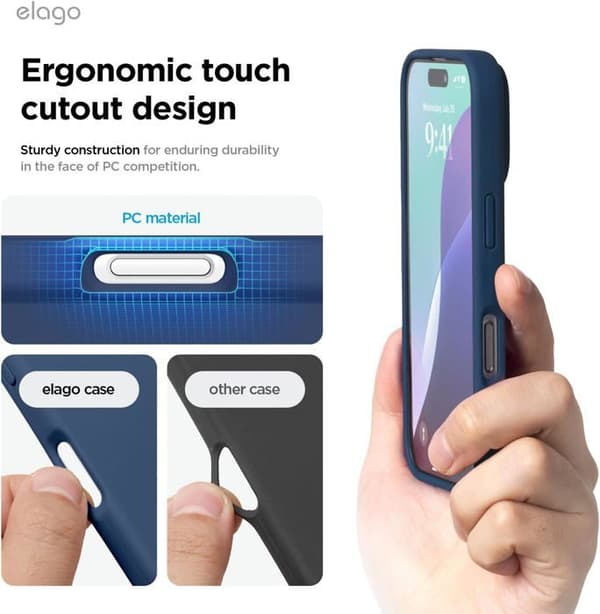 Elago Premium Silikonfodral till iPhone 16 Pro Max Jean Indigo