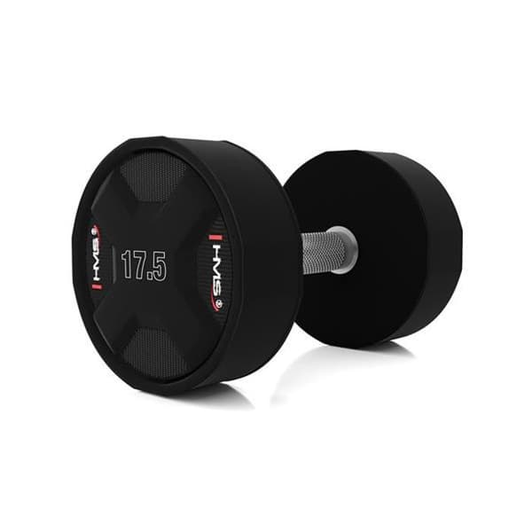 Hantel - HMS - HPC - 17,5 kg - Stötsäker polyuretan - Halkfri handtag i förkromad stål