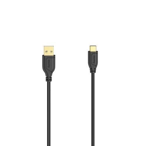 USB-C-kabel - HAMA - FLEXI-SLIM - 0,75 m - USB 2.0 - Svart