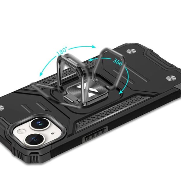 Ring Armor-fodral i silver med ring för iPhone 15 Plus