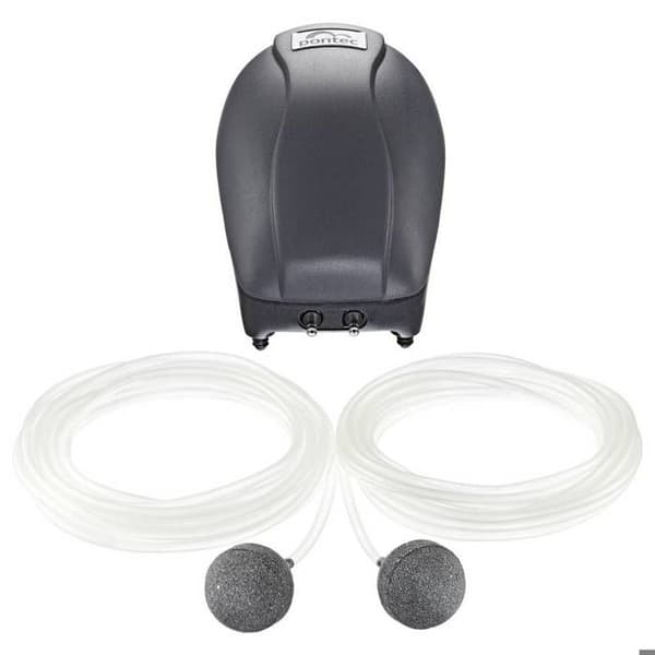 Luftpump för dammsyresättning - PONTEC - PondoAir 450 - Slang och diffusionsstenar ingår - IP44