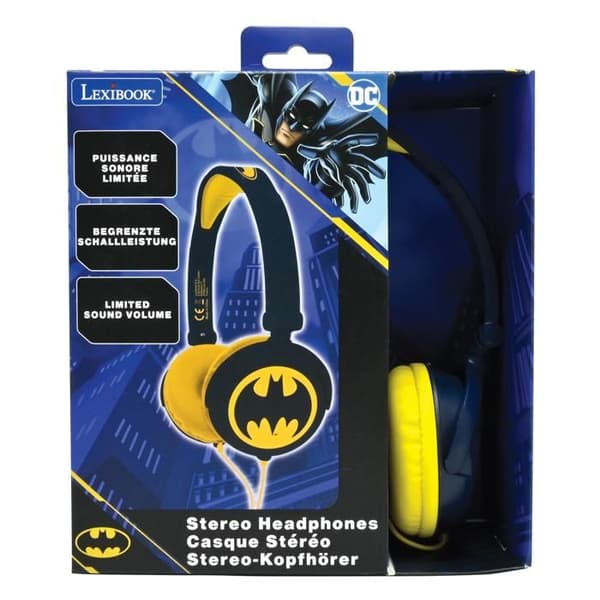 Fällbara Batman stereohörlurar med volymbegränsning