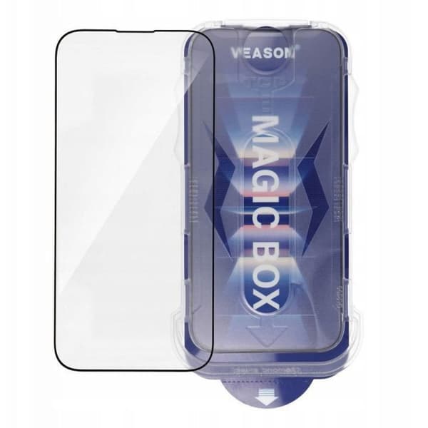 Härdat glas - VMAX - iPhone 15 Pro - 6D Pro - Lätt att installera - Applicator - Svart