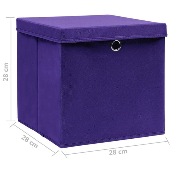 vidaXL Förvaringsboxar med lock 10 st 28x28x28 cm Lila