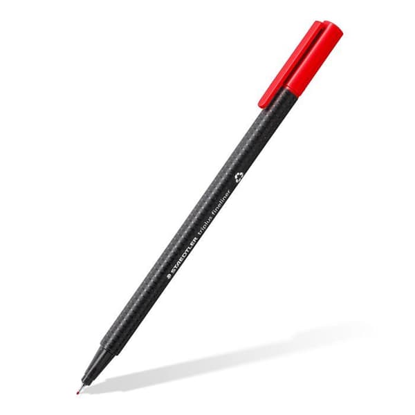 Fineliner triplus - Staedtler - Set om 6 - Blandade färger - Superfin spets - Triangulär form - DRY SAFE