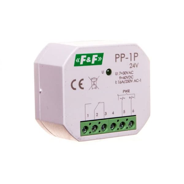 Elektromagnetisk relä 1P 16A 7-30V AC/9-40V DC PP-1P-24V