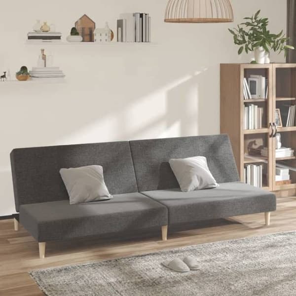 vidaXL Ljusgrå 2-sitssoffa med sängfunktion 375723