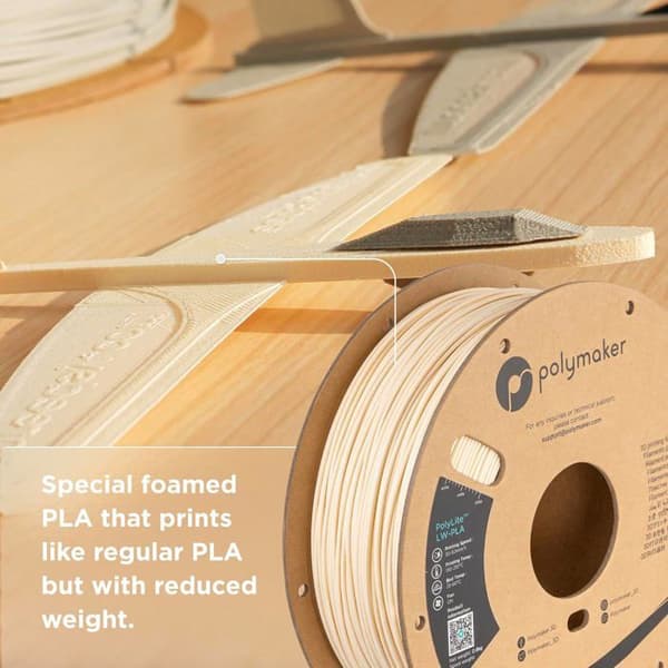 Polymaker PolyLite LW-PLA filament 1,75 mm 800 g vit - lätt