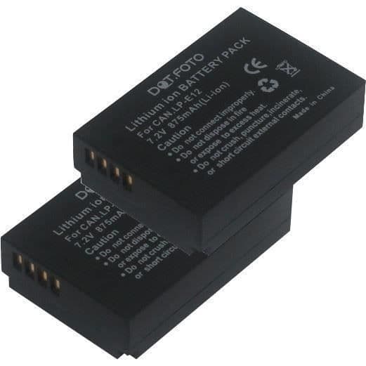 2x Dot.Foto Canon LP-E12 batteri - 7,2v / 875mAh