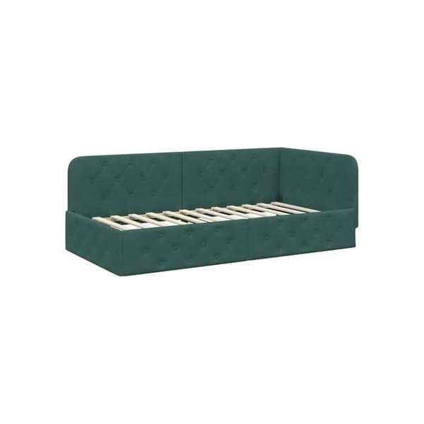 Kantbädd i sammet - vidaXL - Mörkgrön - 90x200 cm - L-formad design - Mångsidig soffbed