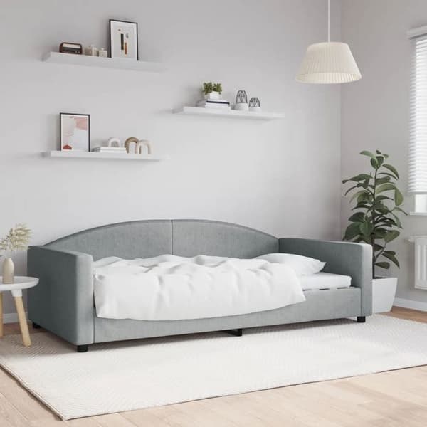 vidaXL Dagbädd Ljusgrå 100x200 cm Tyg 354116