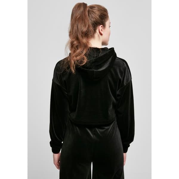 Huvtröja - URBAN CLASSICS - Dam - Sammet - Svart - Oversized