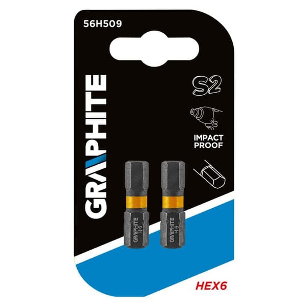 Slagskall - GRAPHITE - HEX6 - 25 mm - Stål S2 - 2 stycken