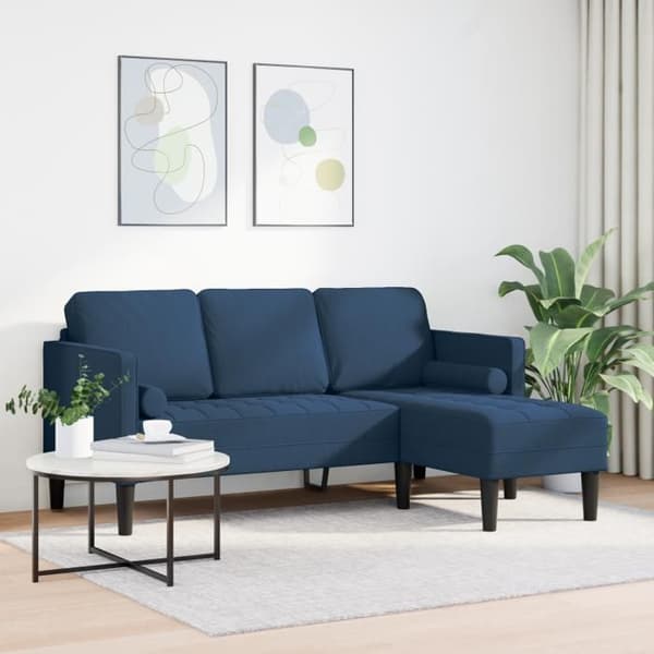 Hörnsoffa 3 platser Blå 160 cm Tyg