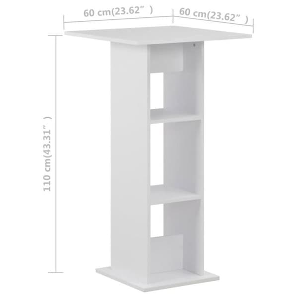 vidaXL Barbord Vit 60x60x110 cm