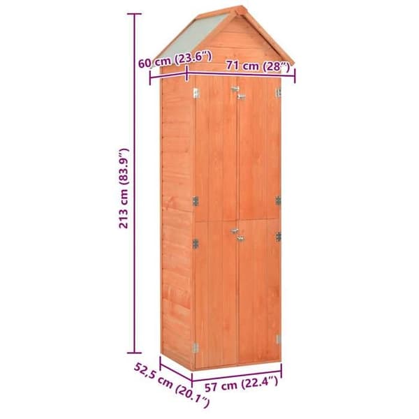 vidaXL Trädgårdsbod 71 x 60 x 213 cm Trä