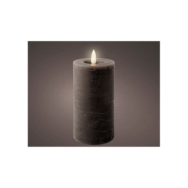 LED-vaxljus - LUMINEO 72695 - Grå rustik yta - Ø7 x 15 cm - Timer 6 h