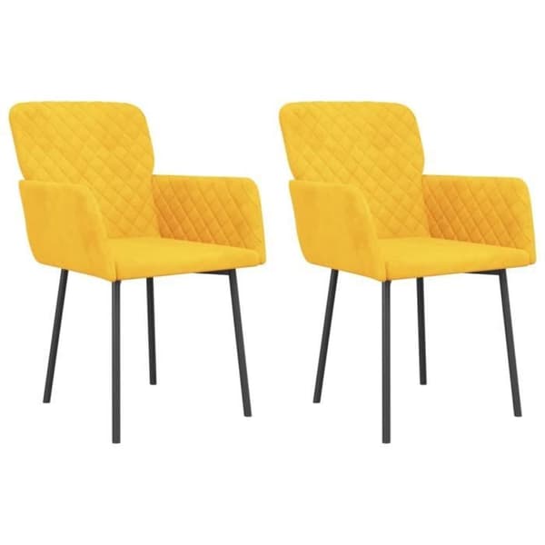 vidaXL Matsalsstolar 2 st Gul Sammet 344786